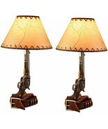 Ebros Western Revolver Bedside Table Lamp with Shade 20.5&quot;Tall (Set of 2) - €167,60 EUR