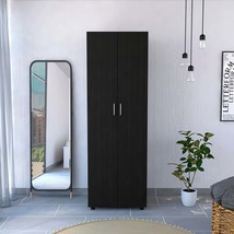 Aurora Armoire, Two Interior Shelves, Rod, Double Door -Black - €321,88 EUR