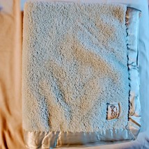 Little Giraffe Solid Plain Baby Boy Blue Chenille Blanket Silky Satin Edge Trim - £47.46 GBP
