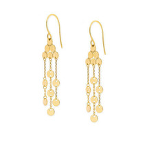  14K Solid Yellow Gold 3 Strand Disk/Disc Dangle Drop Earrings - £357.77 GBP