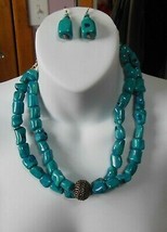 Barse Genuine Sea Bamboo Turquoise Beaded Necklace and Earrings Set - £55.53 GBP