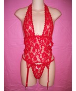 Fantasy Lingerie Stretch See Thru Garnet Lace Bustier Thong Set, Small - $36.85 CAD
