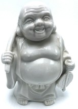 Vtg White Ceramic Happy Buddha Figurine Carrying Bindle Statue Statues - £17.82 GBP