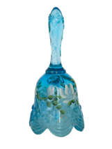 Fenton Light Blue Bell Hand painted White Floral and Signed - £57.67 GBP