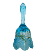 Fenton Light Blue Bell Hand painted White Floral and Signed - £58.07 GBP