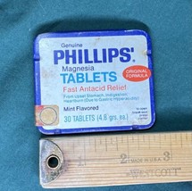 Vintage Phillips Magnesia Tablets Tin (empty), with Instructions ~2.75&quot; ... - £7.82 GBP