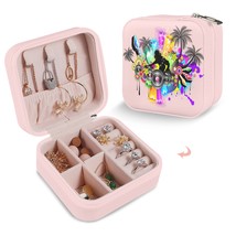 Leather Travel Jewelry Storage Box - Portable Jewelry Organizer - DJ - £12.22 GBP
