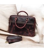Handmade Brown Full-Grain Leather Laptop Bag: 15.6&quot; Work &amp; Travel - $5,099.54 MXN