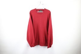 Vintage 60s Brooks Brothers Mens 46 Blank Lambswool Knit Crewneck Sweater Red - £54.40 GBP