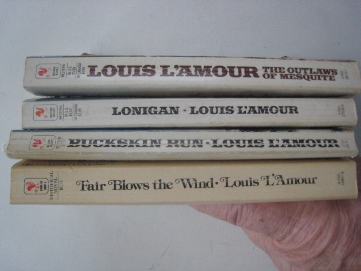 set of 4 Louis L&#39;Amour books: The Outlaws of Mesquite, Lonigan, Buckskin... - $24.45