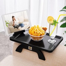 Black Sofa Armrest Tray, Clip-On Couch Arm Table, Foldable Sofa Arm Tray With - £32.98 GBP