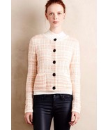 NWT ANTHROPOLOGIE PLAID BOUCLE PEACH CARDI SWEATER by KNITTED &amp; KNOTTED L - $1,124.56 MXN