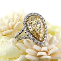 Two Tone Halo Yellow Diamond Simulants Wedding Ring Set 925 Sterling Silver Ring - £78.95 GBP
