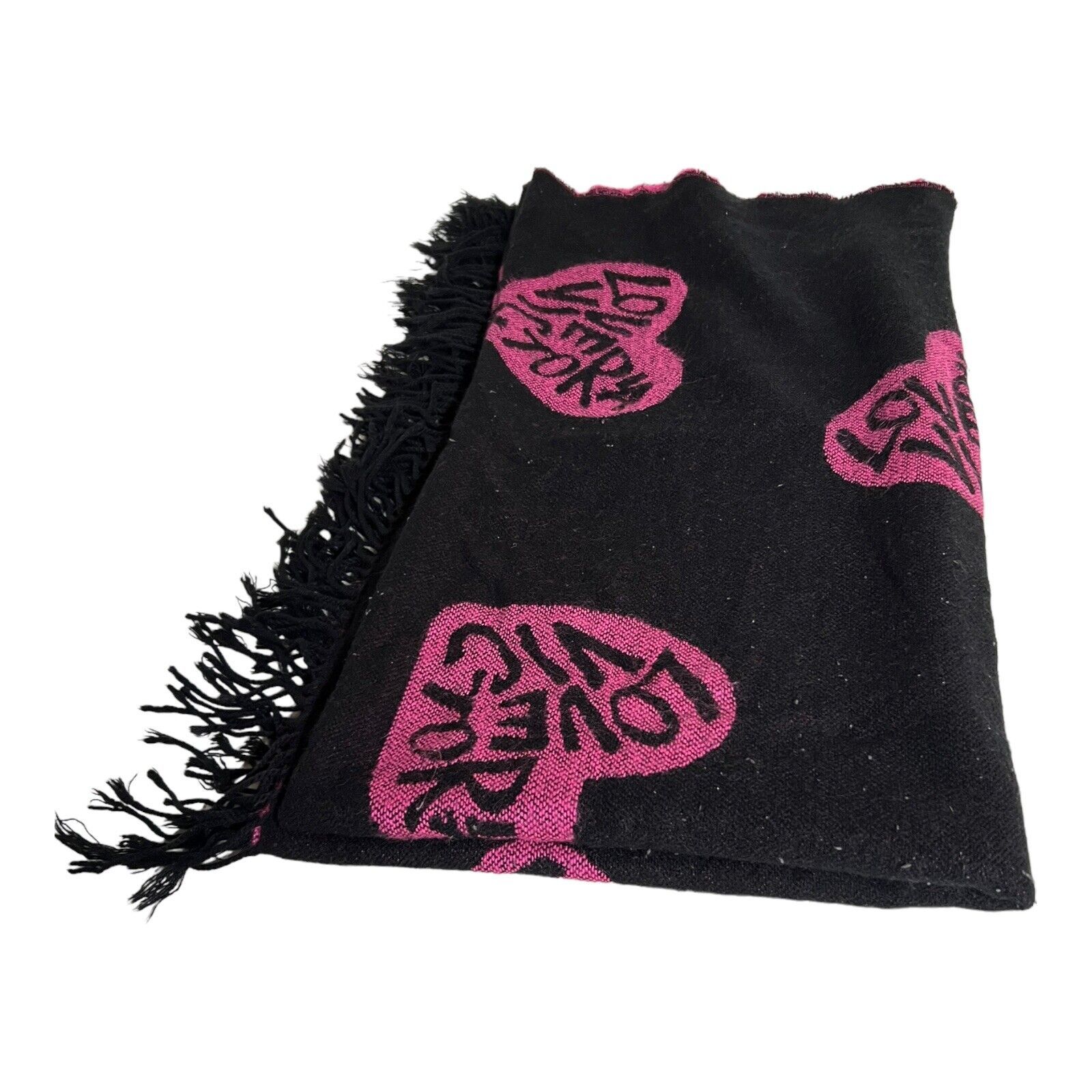 Victoria's Secret Black Pink Love Throw Blanket Tapestry Valentines Day Gift - $36.45