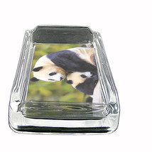 Panda Glass Ashtray D2 4&quot;x3&quot; Giant Bear Black and White Cute Fluffy Rare Mammal - £39.65 GBP
