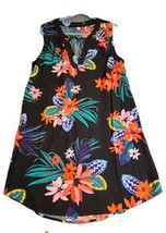 Womens Old Navy Tropical Hawaiian Floral Black Sleeveless Medium Dress S... - $24.70