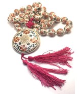 Asian Hand Painted Porcelain Bead &amp; Hand Knotted Silk Tassel Medallion N... - $95.67 CAD