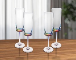 Set of Four Rainbow Geometric Acrylic Stemmed Flutes - $3,116.38 MXN