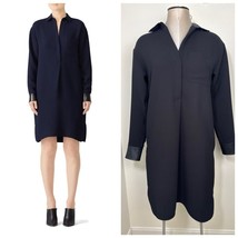 Vince Cady Shirt Dress Size Small in Black Leather Cuffs Mini, Long sleeves - $69.86