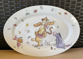 Disney Ceramic Winnie the Pooh and Friends 14&quot; inch Oval Platter Fall Leaves New - £23.69 GBP