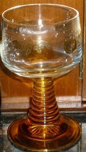 Schmitt Sohne Wine Glass West Germany Grapevine Leaf Design Amber Ribbed Stem - £3.13 GBP