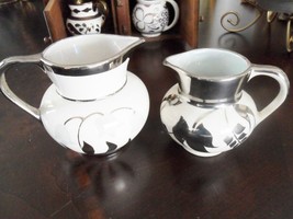 Lancaster Hanley England 2 creamers silver lustre on white [95e] - $34.65