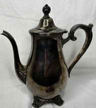 Vintage WM Rogers 1901 Silver Plate Footed Coffee Teapot Hinged Lid - $62.84