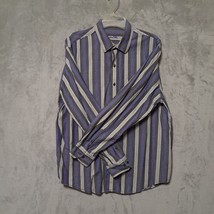 Tasso Elba Mens Dress Shirt Size XL Black Gray Blue Stripe Long Sleeve Button Up - £15.59 GBP