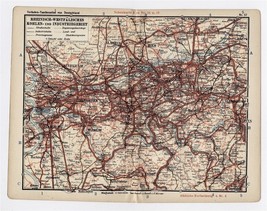1930 Original Vintage Map Of Ruhr Ruhrgebiet Essen Duisburg Bochum Germany - £21.87 GBP