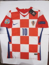 Luka Modric #10 Croatia Euro 20/21 Match Slim White Home Soccer Jersey 2020-2021 - £94.39 GBP