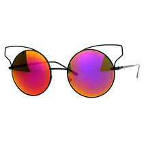 Hoch Modisch Damen Sonnenbrille Rund Katzenauge Draht Metall Spiegel Linse - £8.59 GBP