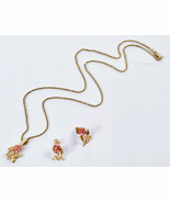Beautiful 14K Gold Necklace 20&quot; with Rose Pendant and Rose Stud Earrings... - €289,37 EUR