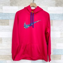 Nike Just Do It Swoosh Graphic Tech Hoodie Red Fleece Pouch Pocket Women... - $39.59