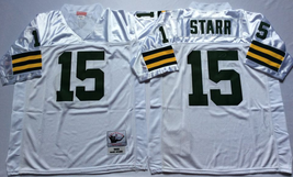 Men&#39;s Bart Starr #15 Stitched Jersey Green White - $59.00