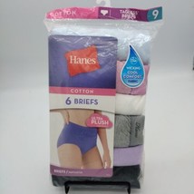 Women&#39;s Hanes Tagless Briefs Ultra Soft Panties Size 9 Cotton 6 Pair No Ride Up - £11.45 GBP