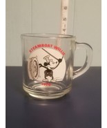 Disney 1928 Steamboat Willie Black &amp; White Mickey Mouse Clear Glass Mug Cup - £6.87 GBP