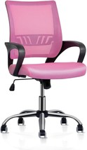Monibloom Mesh Office Home Chair, Mid Back Ergonomic Rolling Swivel Chair, Pink - £77.82 GBP