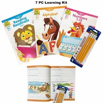7 PC Kit School Zone Activity Books With Pencils Kids Alphabet Kinder Ag... - £18.42 GBP