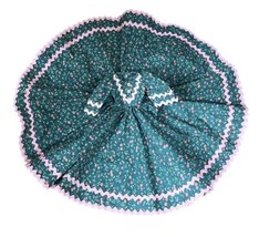 Handmade Full Circle Prairie Colonial Dress For Barbie Green Floral Pink Trim - £15.58 GBP