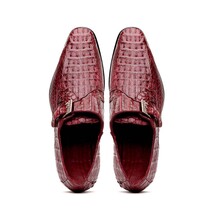 Luigi Genuine Caiman Crocodile Dress Monk Strap Shoes Wine image 4