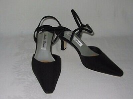 Mister Loren&#39;s Vtg Black Fabric Dressy Womens Shoes Heels Rhinestones Si... - £15.81 GBP