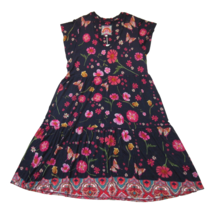 NWT Johnny Was Lindero V-neck in Midnight Floral Print Stretch Jersey Dress L - £108.88 GBP