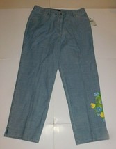 Northern Isles Blue Floral Chambrey Pants Size 14 Brand New - $24.99