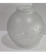 Antique Vtg Frosted Etched Floral Glass Round Sconce Pendant Lamp Light ... - $18.81