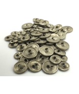 25 Vtg NOS Designer Fashion Buttons 1&quot;  Silver Metal Modern Orb Textured... - £15.63 GBP