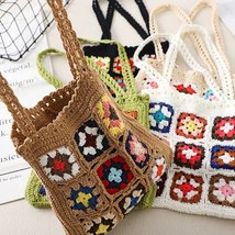 Bohemain Crochet Women Shoulder Bags Granny Square Tote Bag Casual - £28.09 GBP