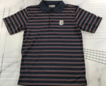 Detroit Tigers Polo Shirt Mens Medium Blue Orange White Striped True Fan - $12.19