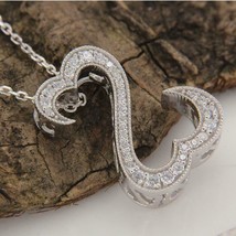 3Ct Round Moissanite Open Heart Pendant Necklace For Womens White Gold Plated - £92.38 GBP