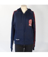Reebok Navy Blue French Terry Tartan Hooded Jacket Hoodie Womens Large L... - £42.88 GBP