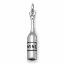 Men Women 3D Wine Bottle Dangling Bracelet Neck Piece 925 Sterling Silver Charms - £32.89 GBP